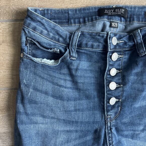Judy Blue Womens Size 9 /29 Jeans Button Fly Distressed Skinny Fit - Picture 3 of 16